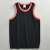 Herren Blau Orange Kontrastbesatz Rundhalsausschnitt Ärmelloses Tanktop