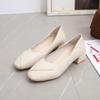 Square Head Single Shoes Women's Thick Heel Professional Temperament Flight Attendant Shoes Are Comfortable and Not Tired of Standing for a Long Time