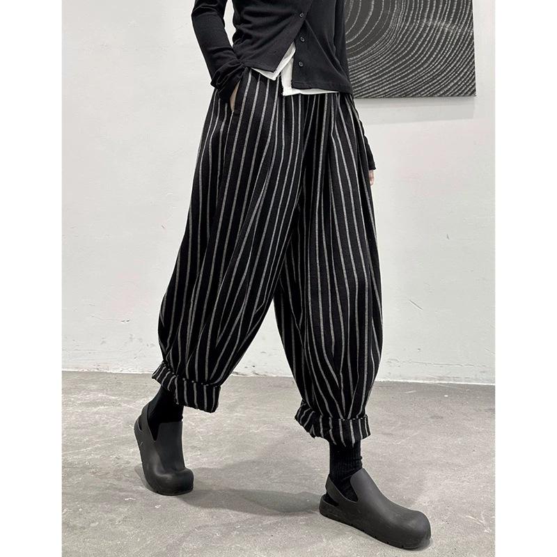 Women s Dark Style Striped Loose Harem Pants - Autumn/Winter One Size