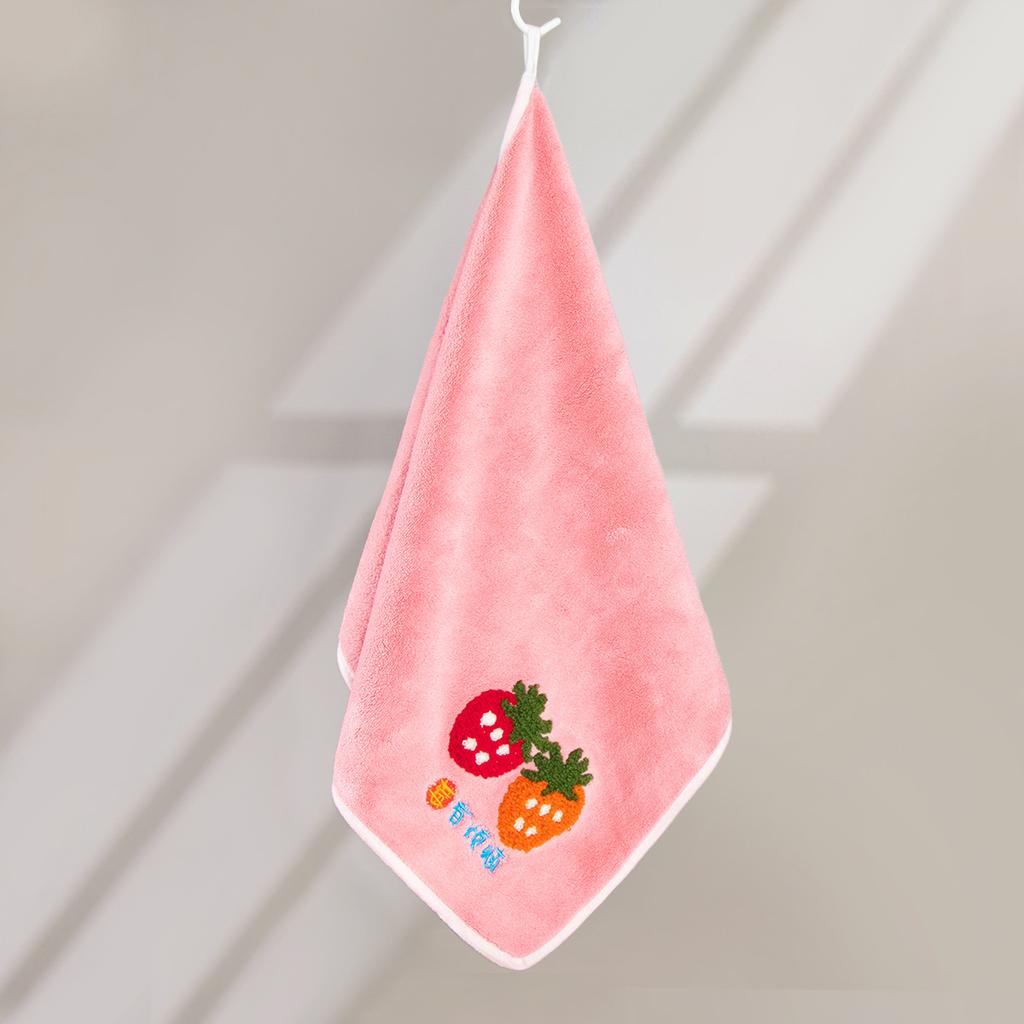 Berry Troubles Coral Fleece Embroidered Towel, Fruit Pie Towel Embroidered Soft Household Absorbent Face Towel