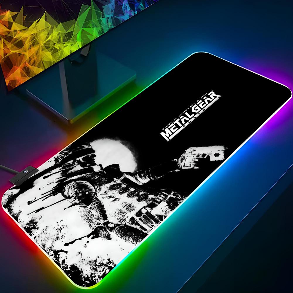 Metal Gear Solid Mouse Pad Gaming Rgb Mousepad Gifts Backlit Keyboard Gamer Girl Xxl Laptop Mat Table Pads Deskpad
