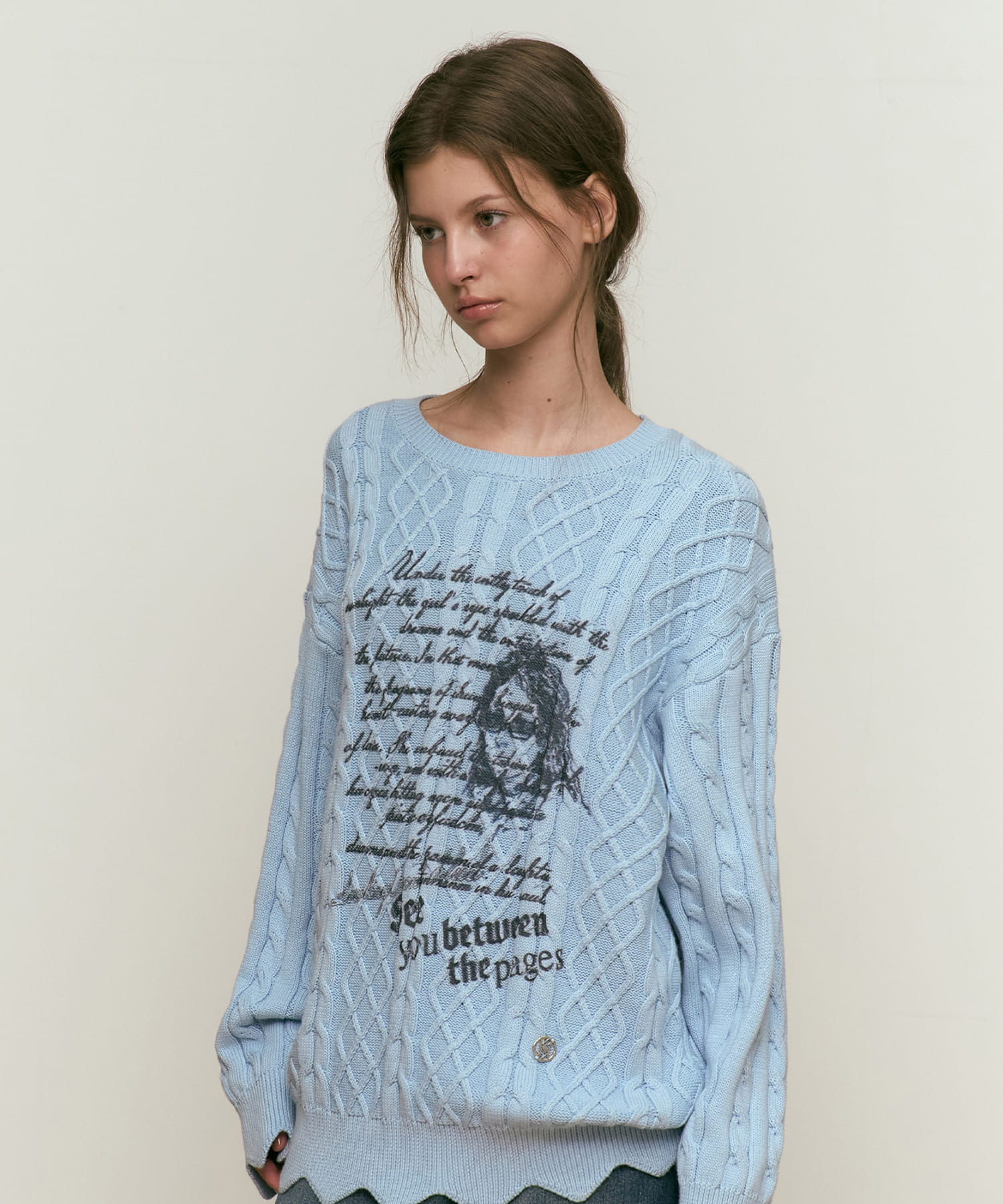 Kirsh Collection Print Scallop Knit [Sky] 1