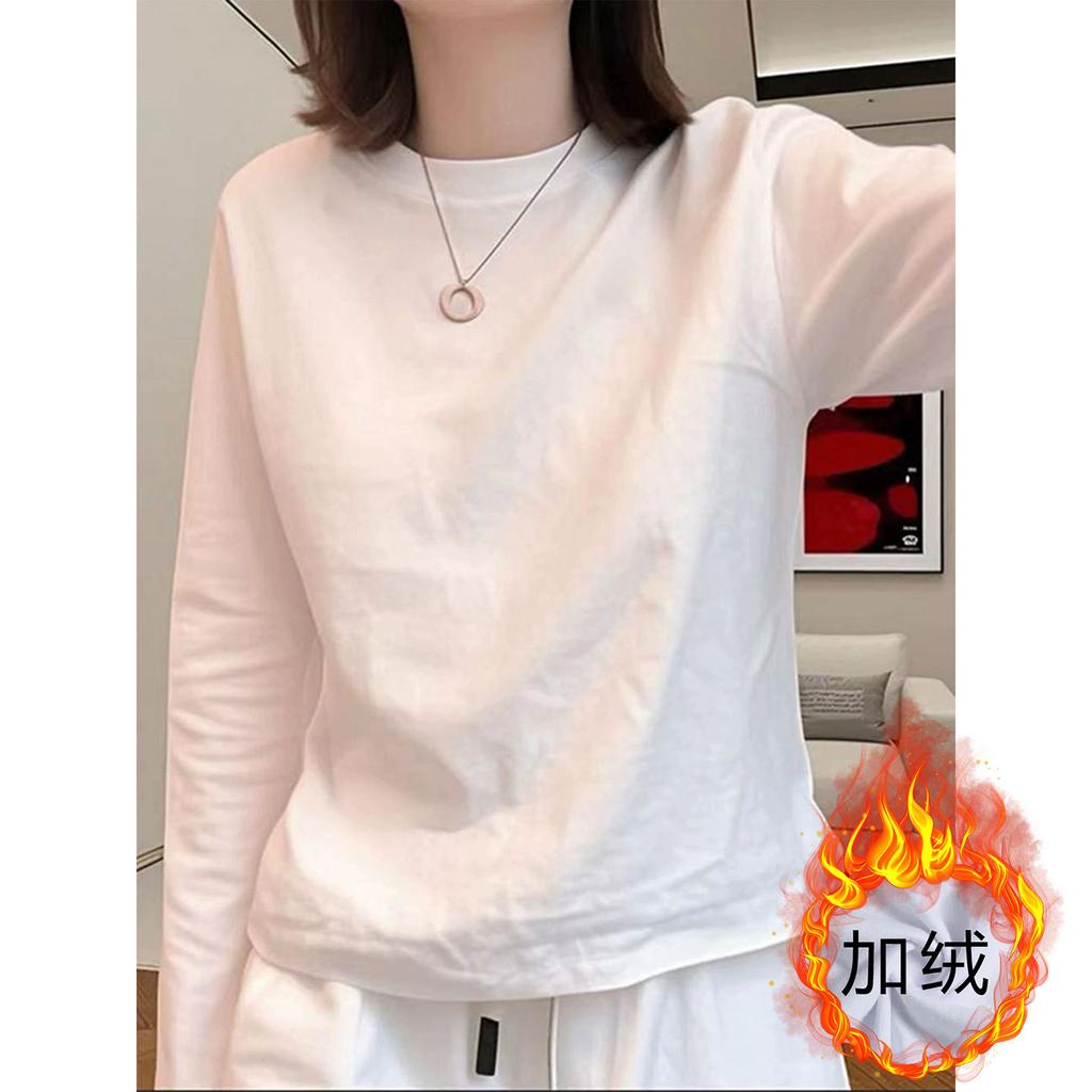 Women's Long Sleeve T-Shirt Crew Neck Fall Winter Casual Cartoon Print Loose Cotton Thermal Lined Base Layer Top