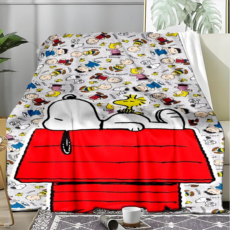 Snoopy's Adventure Print Flannel Blanket, Soft Warm Lightweight Throw Blanket for Living Room,Sofa Bed Camping Office