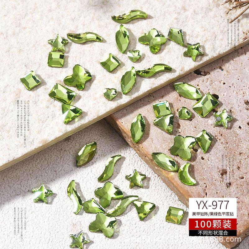 Yiwu Nail Art Diamond Mixed Mini Small Nail Art Flat Bottom Special-Shaped Diamond Mixed K9 Champagne Nail Art Jewelry