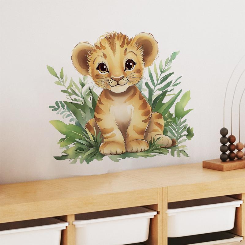 1Pc Cartoon Painted Tiger Children'S Bedroom Pvc Living Room Home Decoration Wall Stickers Self-Adhesive Pvc