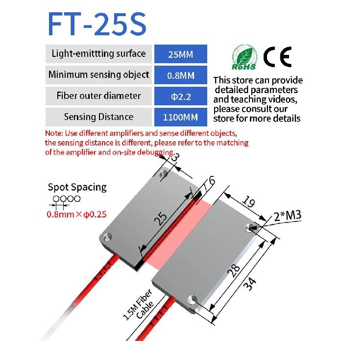 GTRIC Banner Array Fiber Optic Sensor Through-beam Probe Amplifier 12-24V DC Matrix Optical Photoelectric Switch Sensor