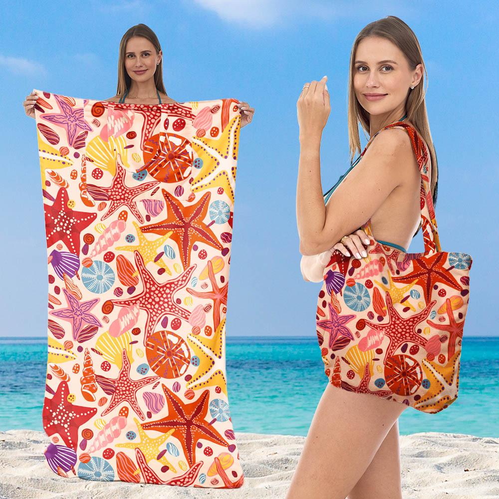 Damen 2-in-1 Faltbarer Strandtuch mit integrierter Tasche Multifunktionale Einzelschulter-Umhängetasche Für Schwimmen Wassersport