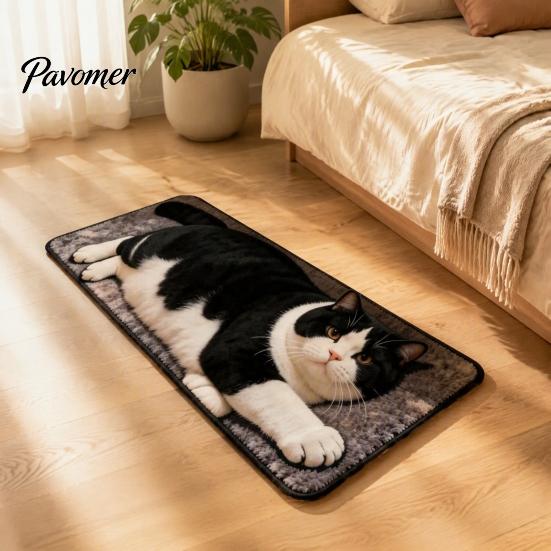 Washable Bathroom Mat Cute Cat Shape Rug, 3D Simulation Modeling, Soft Imitation Decorative Decor Cashmere Absorbent Floor Mat, Non-slip for