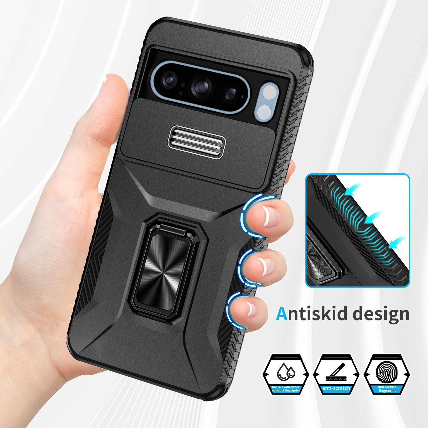 

For Google Pixel 8 Pro Camera Protection Phone Case Kickstand Protective Cover Black
