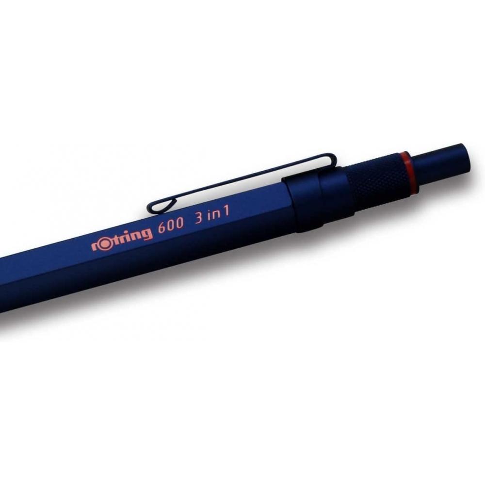 Penna Multifunzione Rottling 600 Blu Ferro 3in1 Bic 2 Colori Rosso Nero