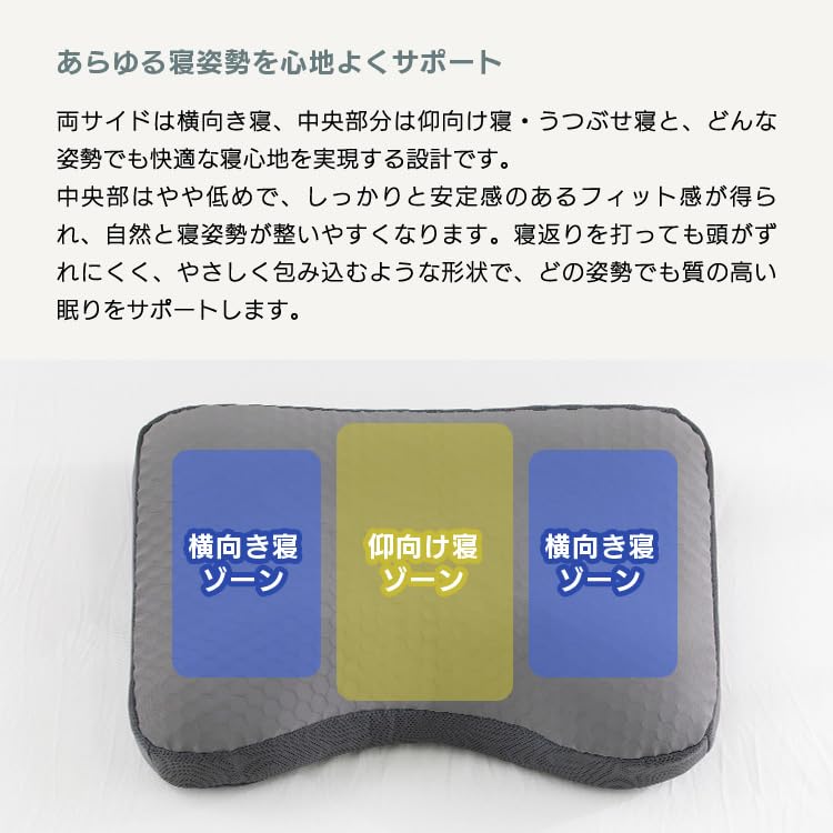 Fluffy Plus Height-Adjustable Molded Pipe Pillow by YOKOMUKI (PillowGray) - Floating Feeling, Fit, Height Adjustable, Washable (Molded Urethane)