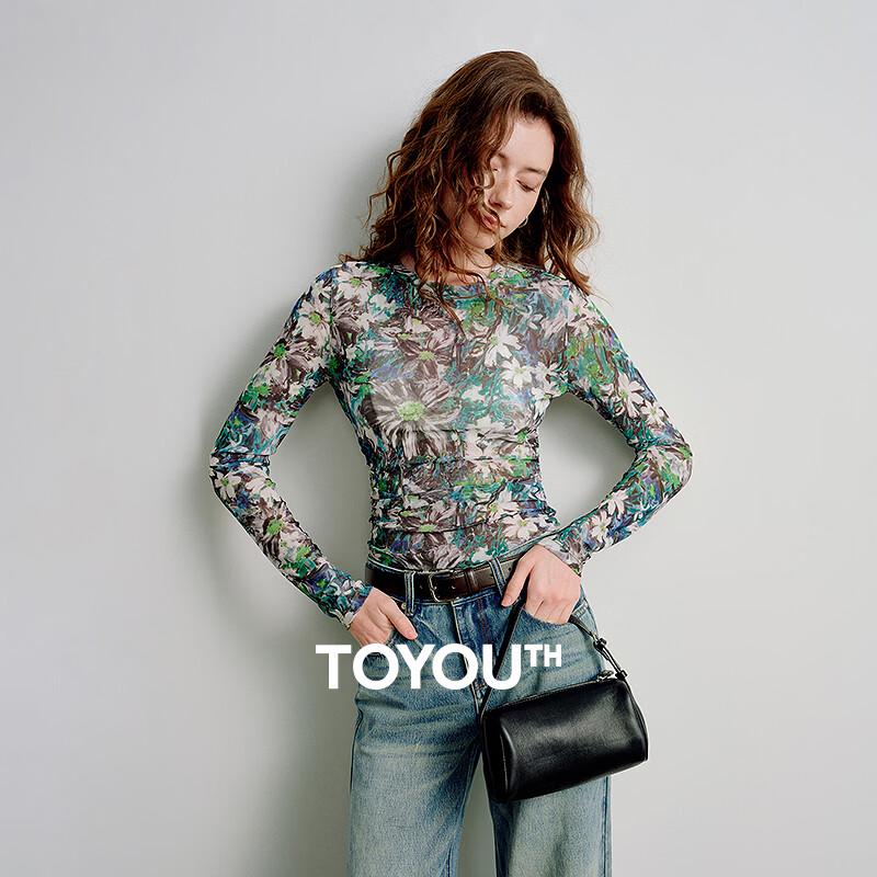 Women s Printed Mesh Long-Sleeve Top L