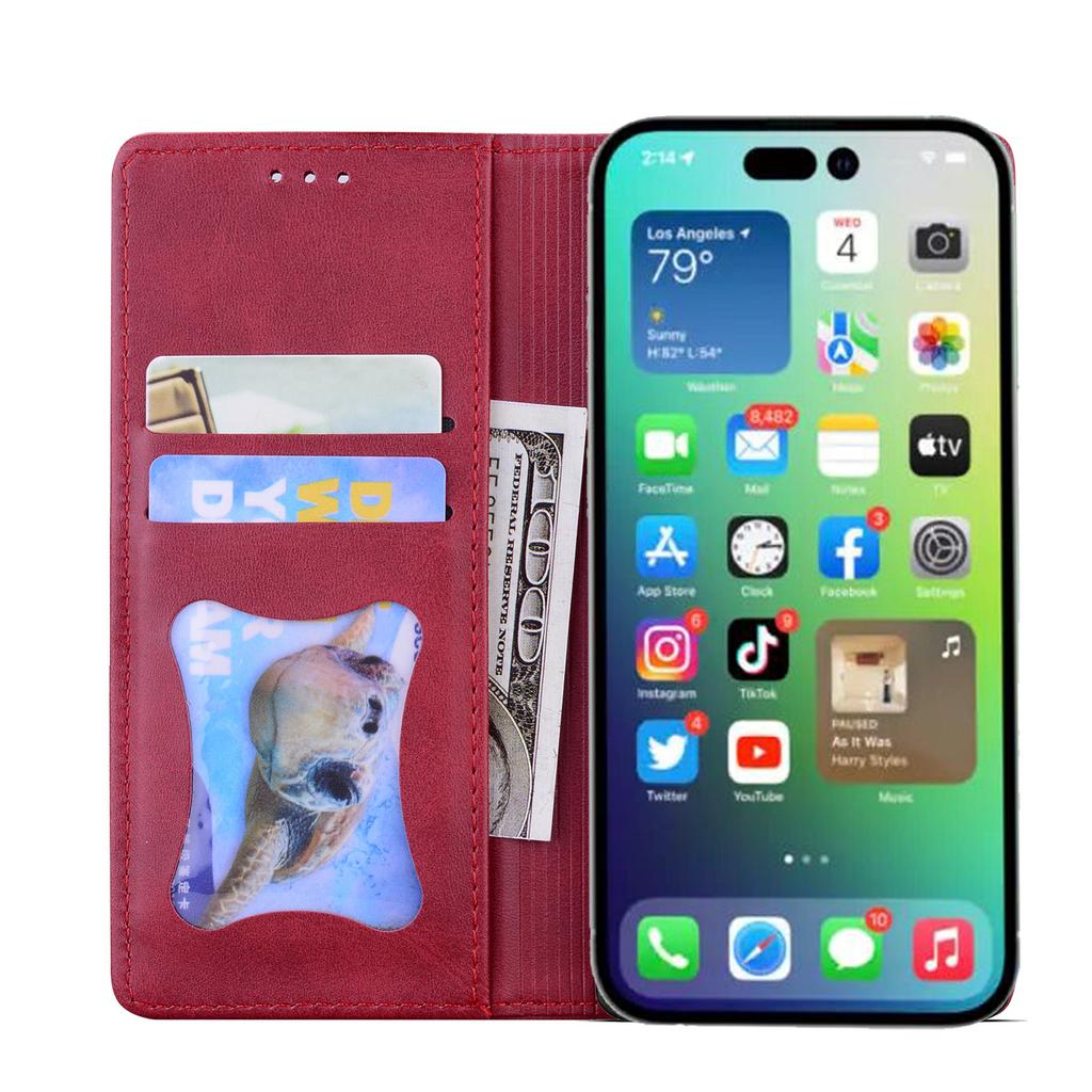 Suitable for iPhone14 Mobile Phone Leather Case 14Max Retro Matte Splicing Card Wallet Case 14Pro