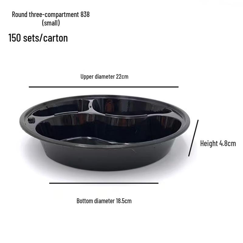 WS 750ml Round 3-Compartment Disposable Meal Prep Containers
