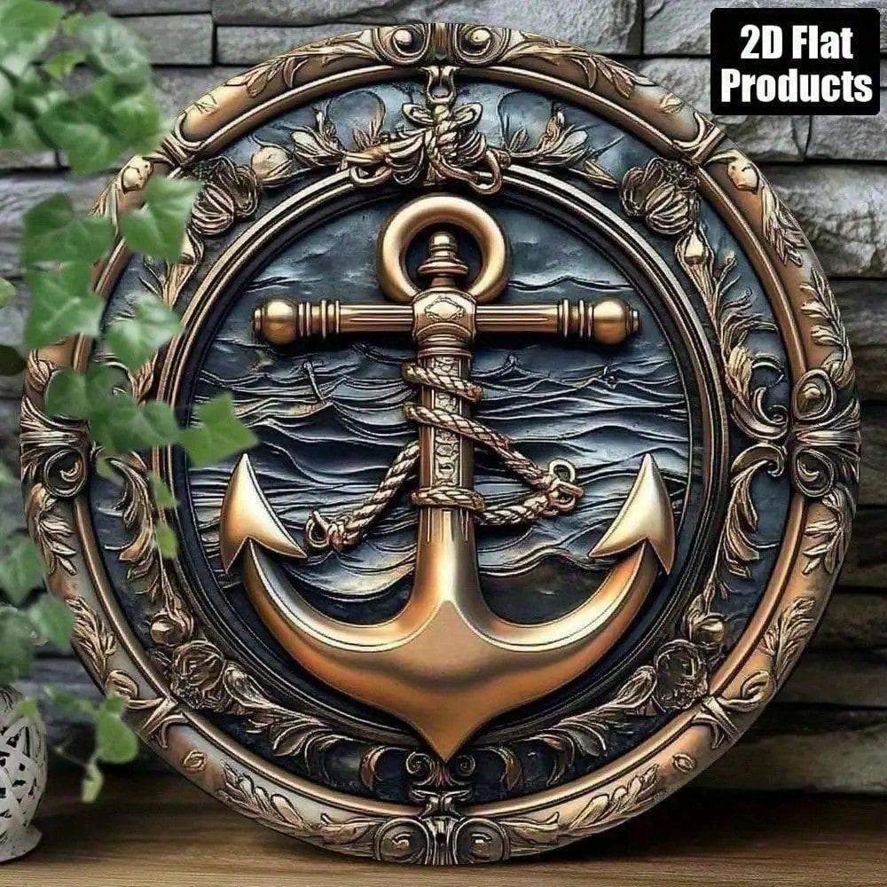Metal Wall Art, Nautical Anchor Vintage, Living Room Decor