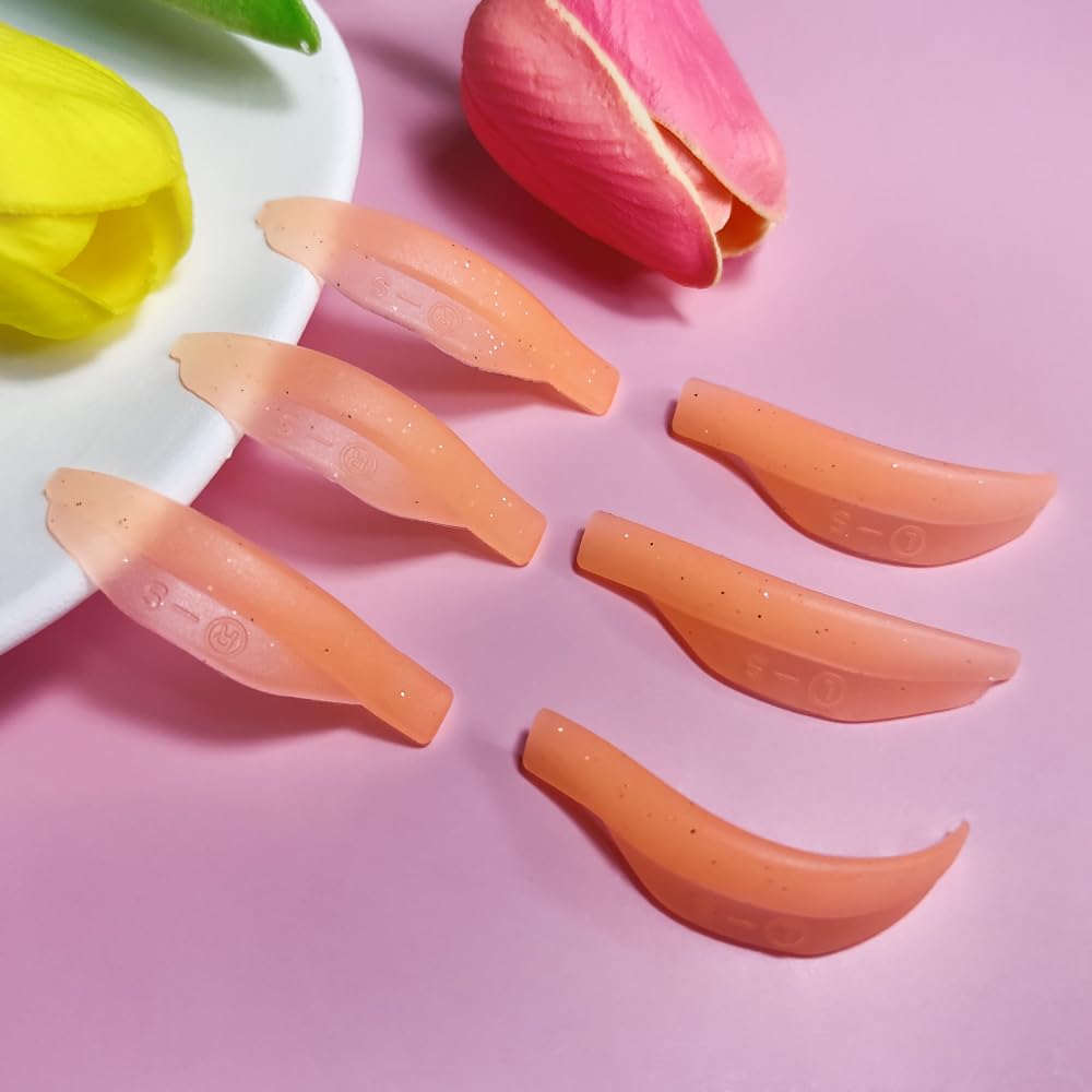 Libeauty Eyelash Lift Silicone Pads, Reusable Eyelash Perm Rod Size 5 Pairs, Lower Eyelash Pad 1 Pair, Eyelash Curling Pads, Lash Lifting Shields,