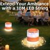 USB Rechargeable Camping Lamp with String Lights Rechargeable Retractable Waterproof Indoor/Outdoor Portable Lamp Suitable for Camping