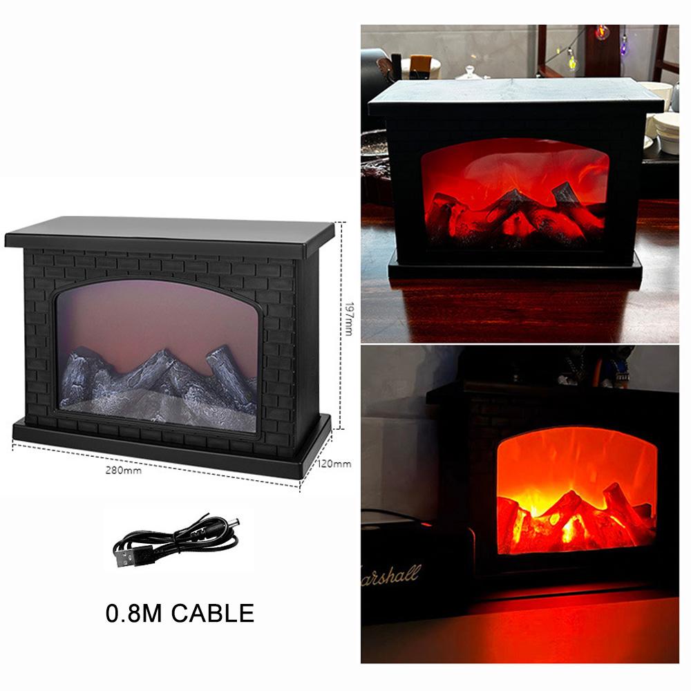 LED Creative Home Fireplace Lamp, Flame Lamp Modeling Lamp Nordic Style Decorative Lights Christmas Crafts Decoration