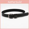 American Style Hip Hop Belt Women's Wide Waist Belt Y2k Belt Punk Wind Rivet Black All-match Ins Casual Pants Belt Now Available