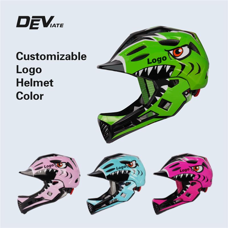 Cool Shape Full Face Bicycle Helmet for Kids for Mountain Biking and Skating Protective ABS Material Kids Bike Helmet