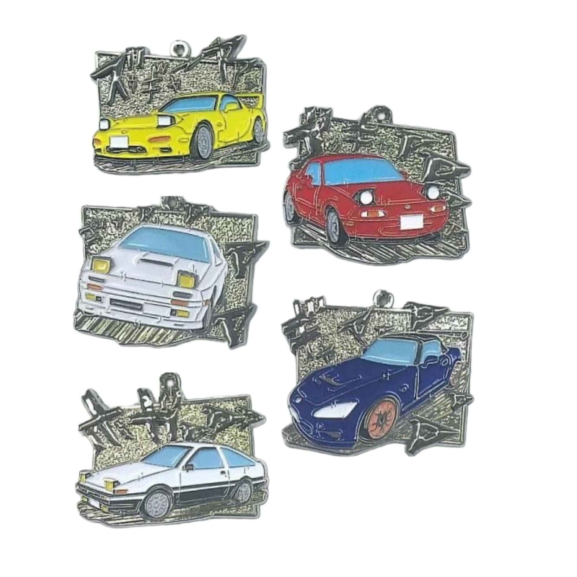 TCP NIC Initial D Diecast Metal Keychain Set of 5 Gachapon Capsule Toy (Complete Set) -