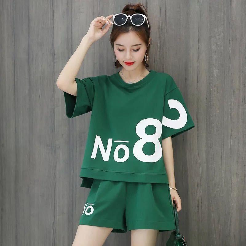 Summer Women Clothing Set Short Sleeve T-Shirts+Shorts 2Pcs Suit Ladies Casual Sportswear Letter Outfits Female Loose Tracksuit