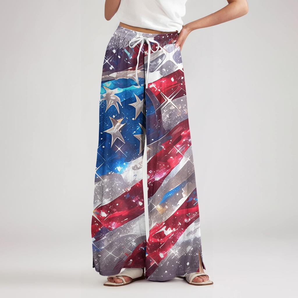Womens Pants Wide Leg Drawstring High Waist Lounge Pants for Women with Casual Printed Design and Comfortable Fit