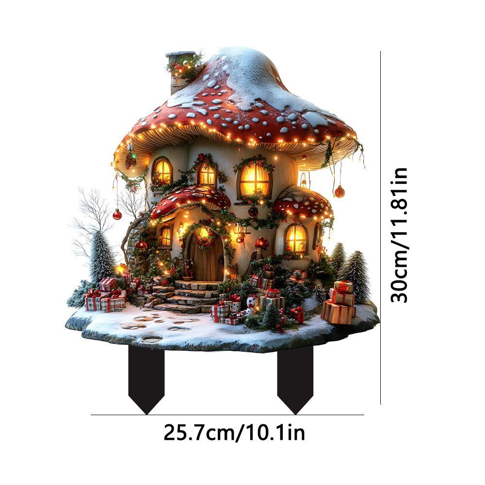 

New Acrylic Yard Signs Waterproof Wear-resistant Decoration Plugs Mushroom House Lawn Ornaments Outdoor