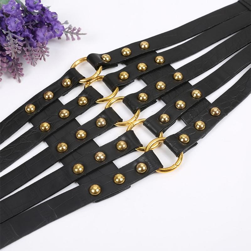 Sexy Fashion Retro Hollow Tangerine Ultra-wide Girdle Black Luxurious Woman Leather One Size Corset Women's Top Corset
