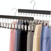 Black Wooden 12 Metal Clips Space Saving Hangers Leggings Organizer Hanger for Hats Skirts Tank Tops Ties Camisoles