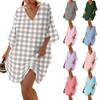 Loose Fit V Neck Casual Dress with Drop Shoulder Design Lightweight Comfortable Summer Dress for Women