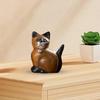 Cat Figurine Sculpture, Wooden Kitten Statue for Home And Office Decoration
