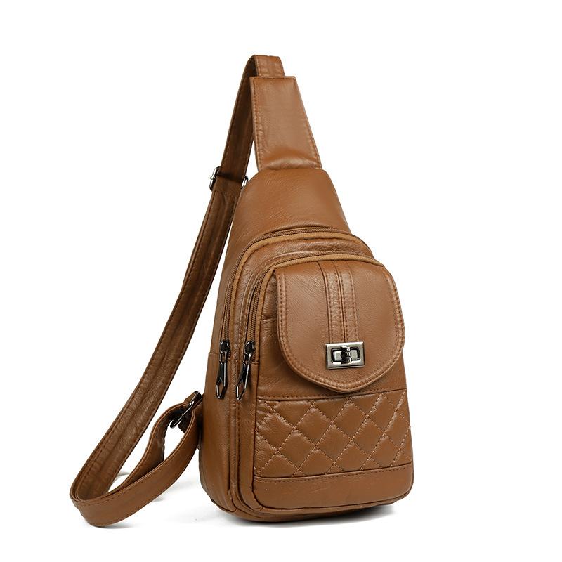 

Large-capacity Chest Bag Trendy and Lightweight Crossbody Bag Simple Soft Leather Single-shoulder Bag жёлтый