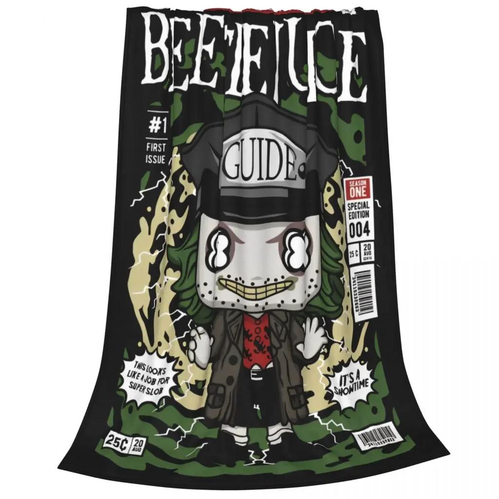 B-Beetlejuice Straszny Film Duch Flanelowe Kocyki Halloweenowy Koc Horrorowy na Sofę Biuro Ultra-Miękka Pościel Kocyki