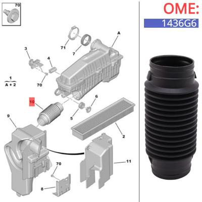 1436G6 Helt Ny 1.6 Luftfilter Luftintagsslang 17,5 cm/6,89 tum Längd Rör för Peugeot 206 307 308 408 Citroen C2