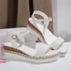 Fashion Summer Wedge Heeled Woven Sandals Women 2025 Platform Thick Sole Casual Sandles Woman Lightweight Plus Size 36-43 Rome Shoes