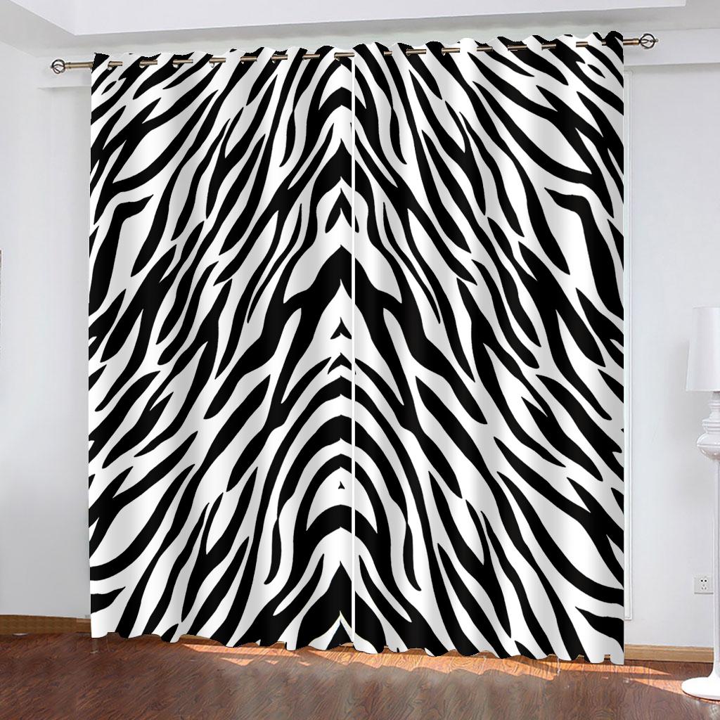 Zebra proužky Živé zvířecí vzory na okenní panely Závěsy do dětského pokoje Obývací pokoj Chodba Dekorace Kuchyně Závěsy
