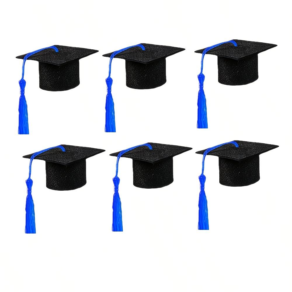 

6Pcs Mini Graduation Hat Doctoral Cap Costume Top Hat With Tassels DIY Plush Doll Decor Wine Bottle Decoration 2026 6pcs синий