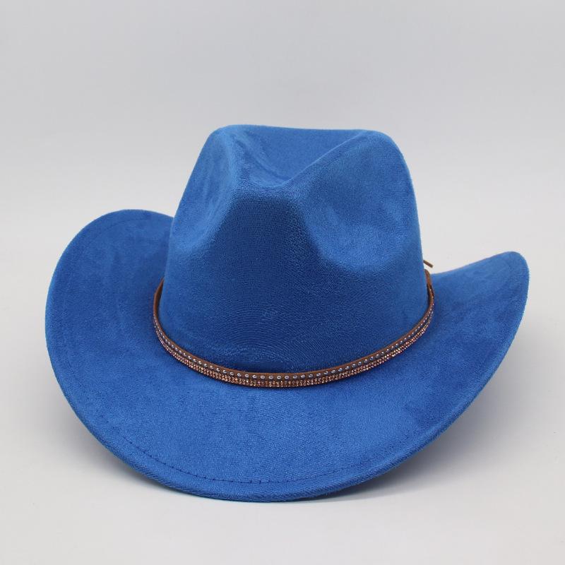 

Wide Brim American Style Top Hat Western Cowboy Hat Jackson Jazz Hat Rivet Felt Hat Tibetan Style Woolen Hat Men And Women one size [j denim]