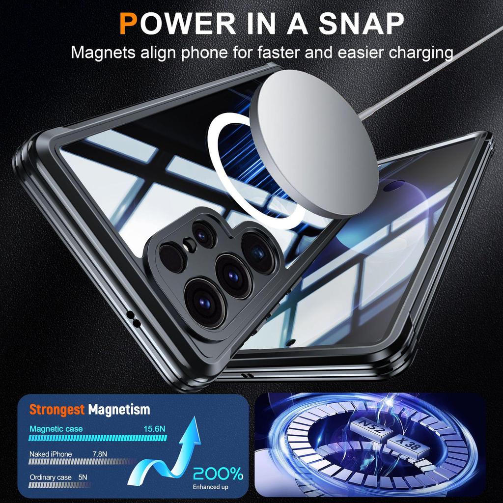 Samsung S25 Rugged Case: 360° Full-Coverage, 9H Glass, Shockproof, Anti-Scratch, Magnetic Charging