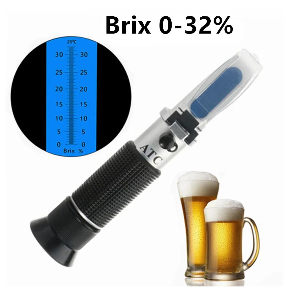 

Рефрактометр для пивного сусла 0-32% Brix Измеритель концентрации сахара Сахарный рефрактометр для вина Пива и фруктов Домашний сахаромер ATC