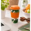 Mug de voyage - EDEN - Tropical Paradise - Bambou 400 ml - Couvercle &amp; bande silicone - Sans BPA