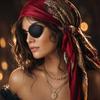 Set di Accessori Costume da Pirata Include Foulard Bandana Cintura in Vita Collana Braccialetto e Benda sull'Occhio per Festa di Halloween Cosplay