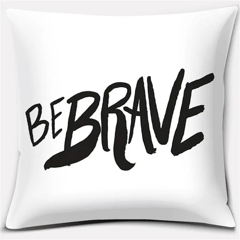 Black and White English Sentence Series Printed Square Home Decor Pillow Cover Car Sofa Cushion