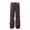 2026 Men Soild Color Cargo Pants Men High Street Comfortable Loose Fit Wide Leg Pants Side Pockets Trousers Man Workwear Pants