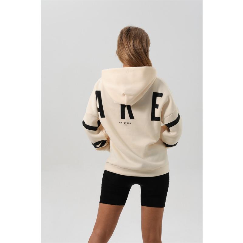New fashionable printed thickened versatile long-sleeved loose hooded sweatshirt