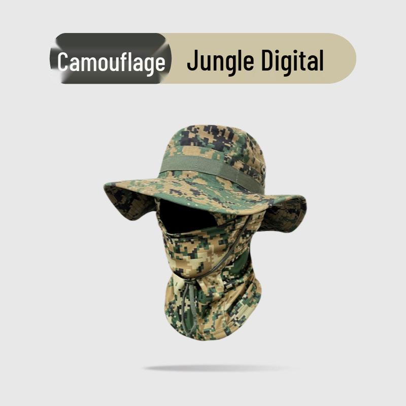 Camouflage Winddichter Fischerhut & Sonnenschutzmasken-Set für Outdoor-Aktivitäten