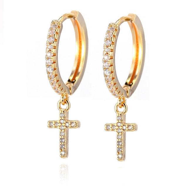 

Sipengjel модные милые серьги-кольца с подвеской в виде креста, индивидуальные аксессуары, серьги-подвески для женщин, подарки для дружбы, ювелирные изделия золотой