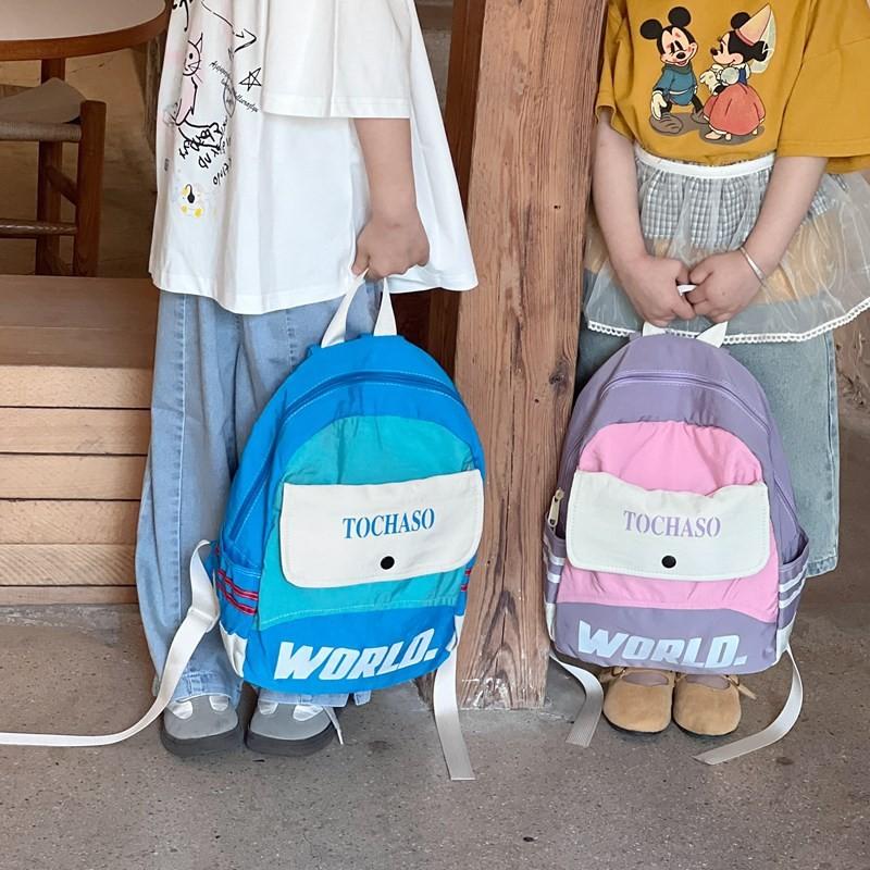 Kids Small Letter Travel Bag With Color Blocking Pattern For School And Outings